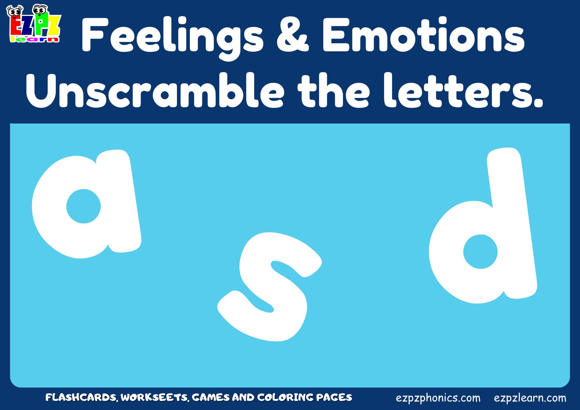 Feelings And Emotions Vocabulary Word Scramble Guessing Game. Great For ...